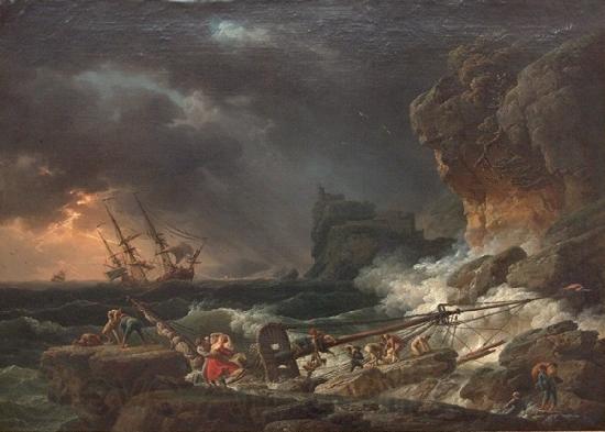 Emile Jean Horace Vernet Sturmische See mit Schiffswracks Norge oil painting art